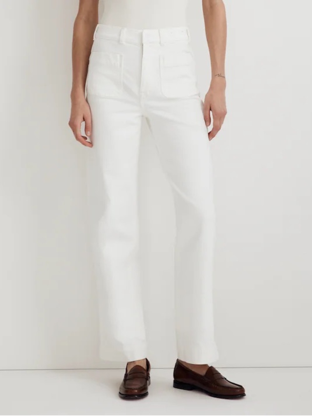 The Perfect Vintage Wide-Leg Jean in Tile White: Patch Pocket Edition Size 28